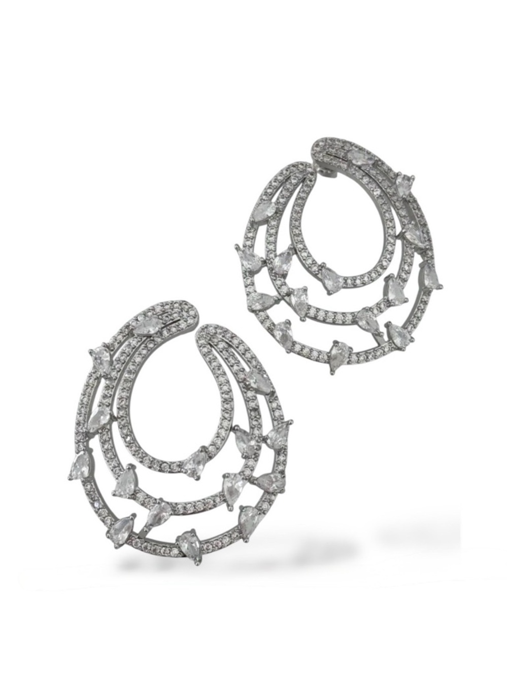 White Gold Plated Made W Swarovski Crystal Women's Earrings Bridal Jewelry